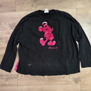 Disney Black Long Sleeve with Pink Character Design Women’s XL